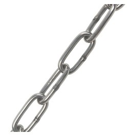 6 x 24mm Straight Link Welded Chain BZP Zinc Plated